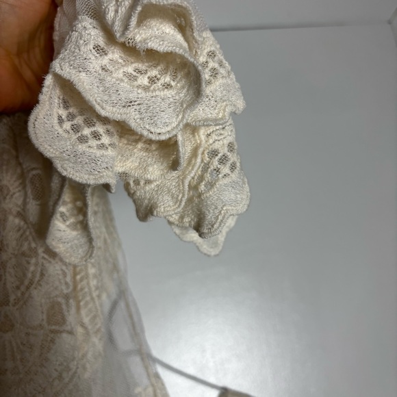 Rebellion cream embroidered mesh sleeveless tie front boho duster mermaidcore - Picture 9 of 10